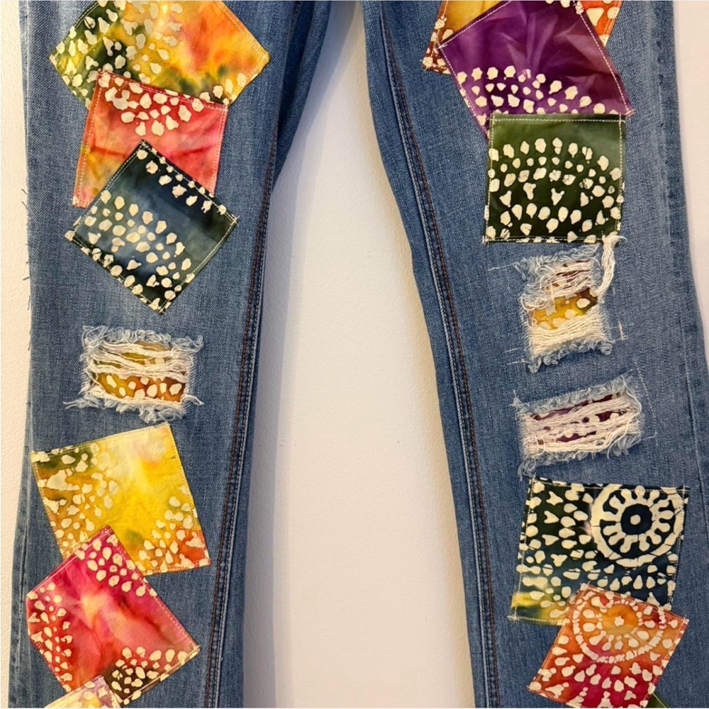 Mossimo Supply Co. Colorful Patchwork Flare Jeans - image 3